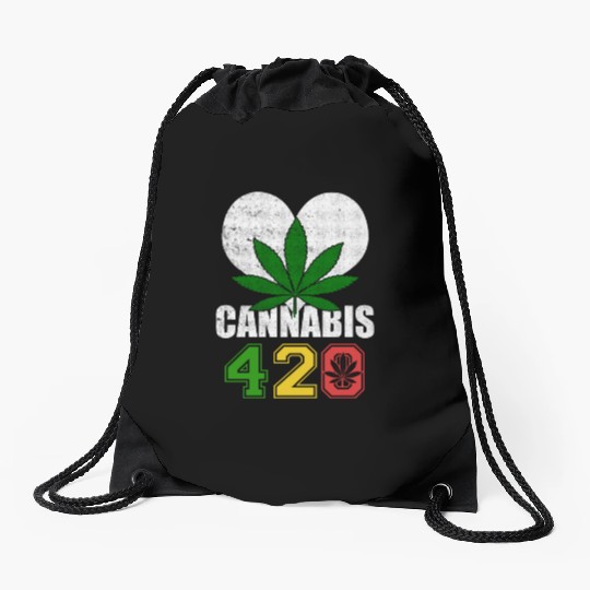 Sidesplitting 420 Love Herb Weed Marijuana Design Drawstring Bags