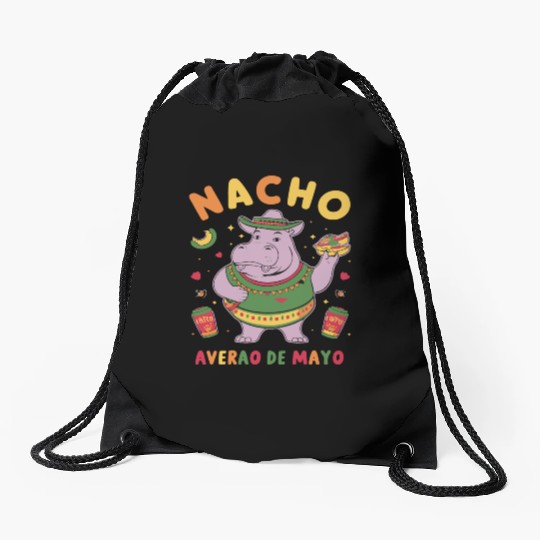 Nacho Average Hippo Mexican Hippopotamus Drawstring Bags