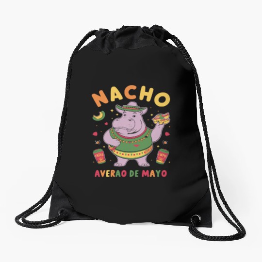 Nacho Average Hippo Mexican Hippopotamus Drawstring Bags