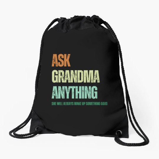 Ask Grandma anything Vintage - Funny Retro Drawstring Bags