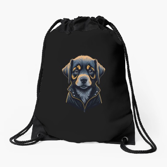 sad dog Drawstring Bags