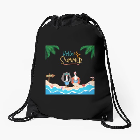 beach lobster Drawstring Bags