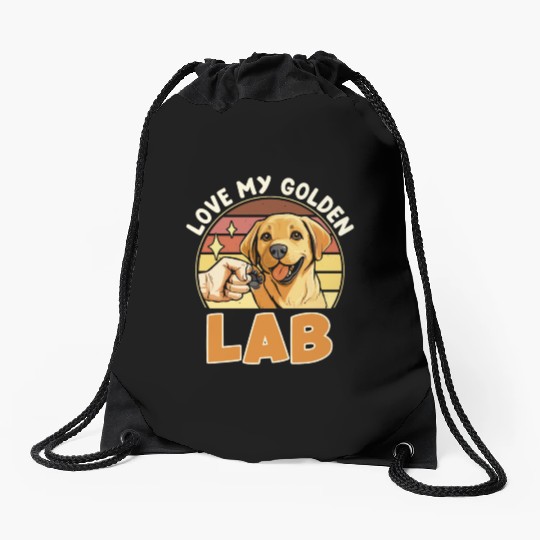 Golden Labrador Owner LOVE MY GOLDEN LAB Drawstring Bags