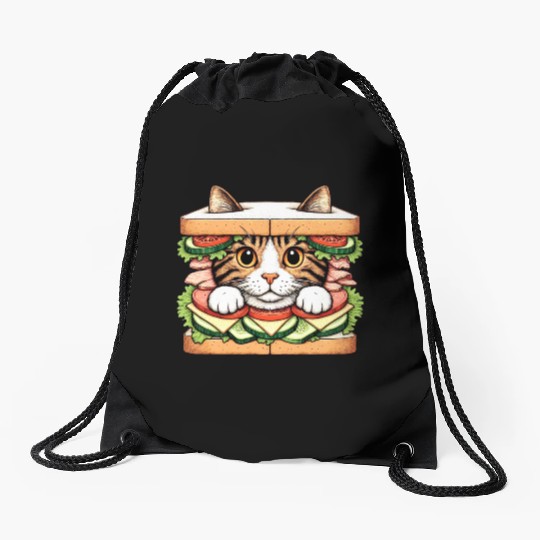 Sandwich Kitty Drawstring Bags