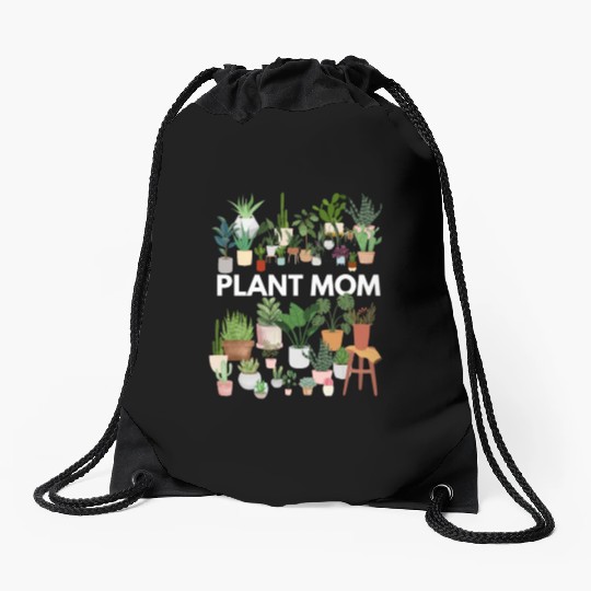 Plant Mom Drawstring Bags