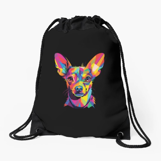 Watercolor Colorful Russian Toy Terrier Drawstring Bags
