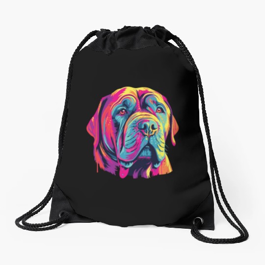 Watercolor Colorful Neapolitan Mastiff Drawstring Bags