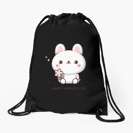 Happy Mother's Day: Cute Bear Celebration Drawstring Bags