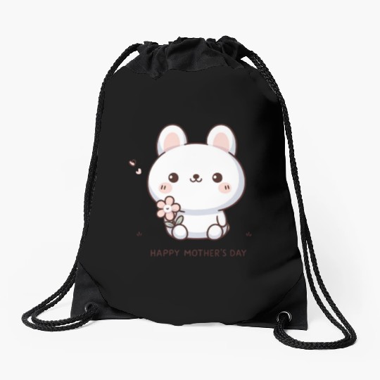 Happy Mother's Day: Cute Bear Celebration Drawstring Bags