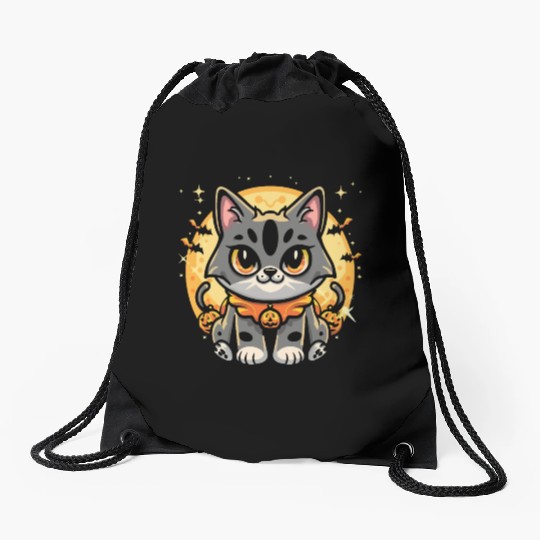 Cute cat halloween character fantasy Drawstring Bags