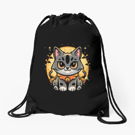 Cute cat halloween character fantasy Drawstring Bags