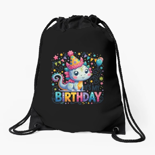 Its My Birthday Sweet Birthday Dragon Drawstring Bags