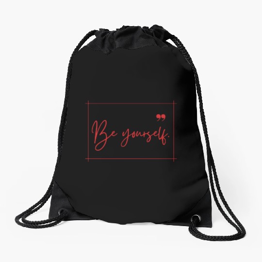 Be yourself typography minimal Drawstring Bags design
