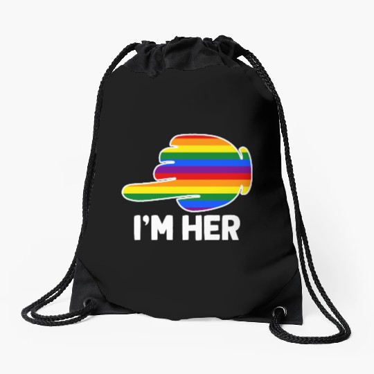 I'm Hers Rainbow Lesbian Couple Funny LGBT Pride Drawstring Bags
