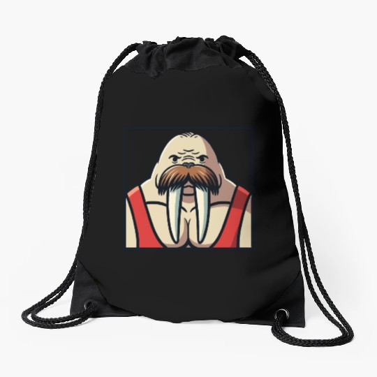 Walrus Wrestler Drawstring Bags