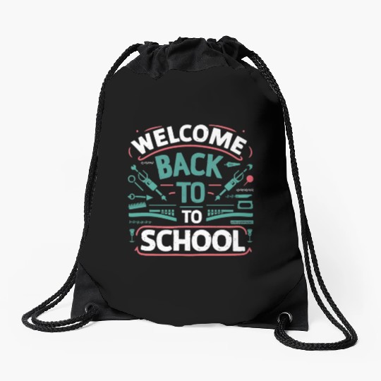 welcome back to school Drawstring Bags