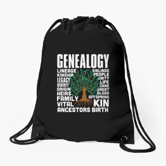 Genealogy Word Cloud Family Ancestry Genealogist Drawstring Bags