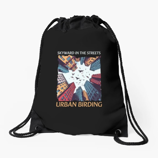 Urban Birdwatching Skyward In Streets Urban Birdin Drawstring Bags