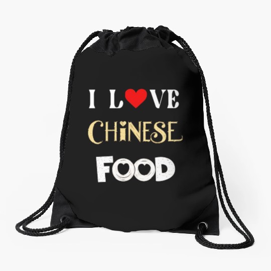 I Love Chinese Food Drawstring Bags