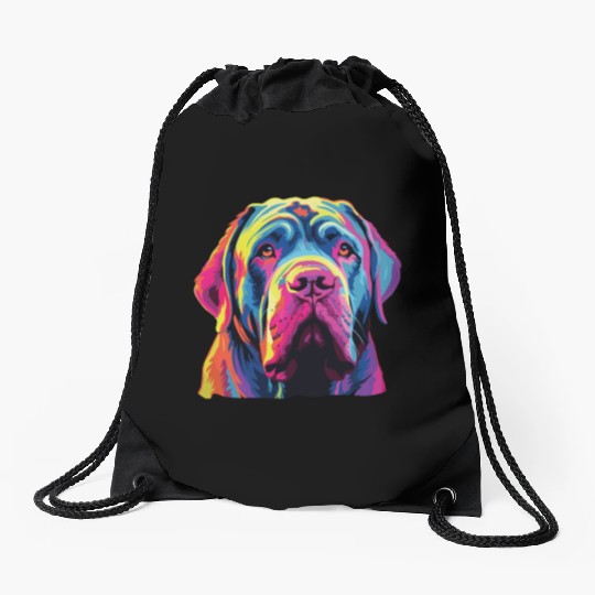 Watercolor Colorful Neapolitan Mastiff Drawstring Bags