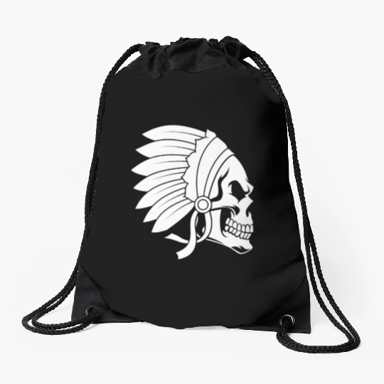 Indigenous Native American Skull Head Drawstring Bags