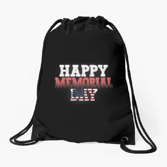 Patriotic Memorial Day Flag Design Drawstring Bags