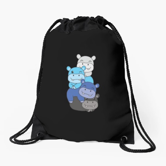 Transmasc Flag Pride Lgbtq Cute Hippo Drawstring Bags