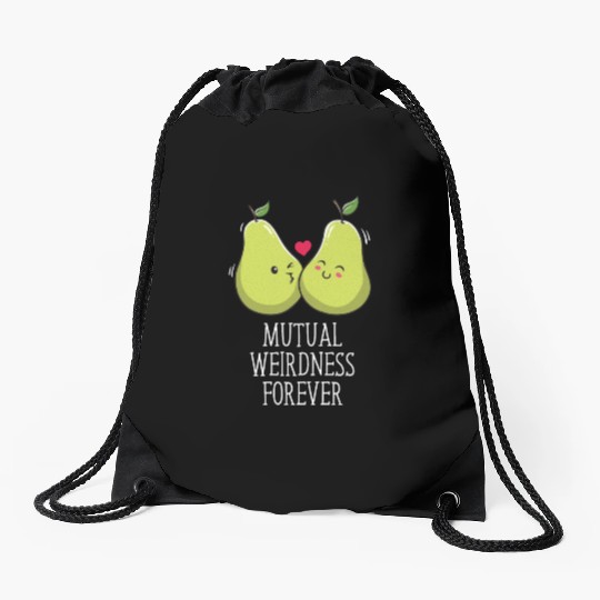 Mutual Weirdness Forever Wedding Nerd Bride and Gr Drawstring Bags