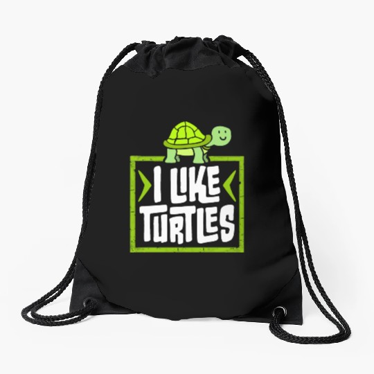 I Like Turtles Cute Tortoise Love Turtle Lover Drawstring Bags
