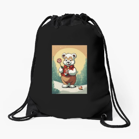 Cartoon cute teddy bear Drawstring Bags