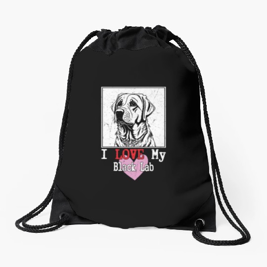 I Love My Black Lab Owner Labrador Retriever Drawstring Bags