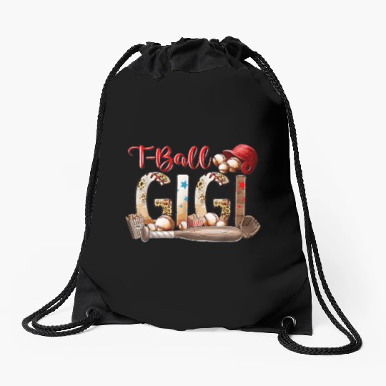 Leopard T-ball Gigi For Baseball Lover Drawstring Bags