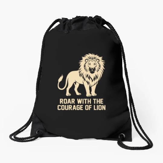 Roar Nature Lover Silhouette Graphic Animal King 4 Drawstring Bags