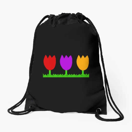 Three cute tulips Drawstring Bags