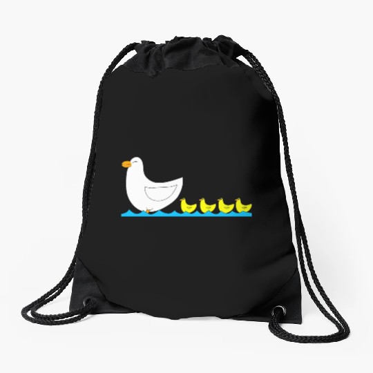 Duck with ducklings Drawstring Bags