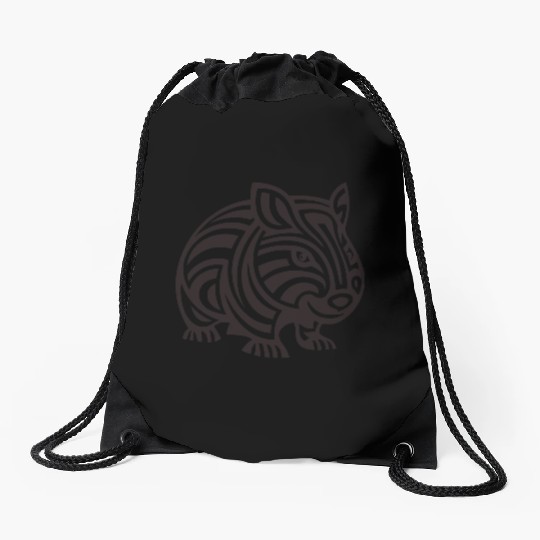 Wombat Tribal Style Vector Design Single Color Drawstring Bags
