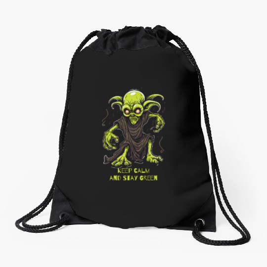 Keep Calm and Stay Green Goblin Drawstring Bags