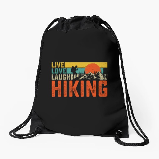 Live love laugh hiking Drawstring Bags