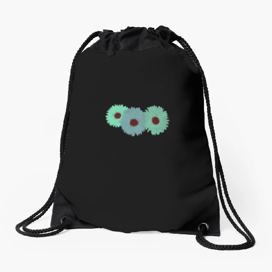 Pretty Spring Flowers Green Drawstring Bags