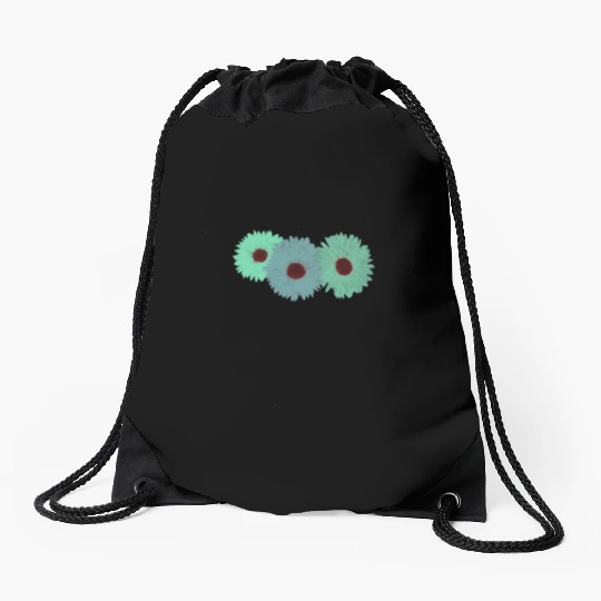 Pretty Spring Flowers Green Drawstring Bags