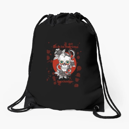 Dia De Los Muertos Halloween Skull gift design Drawstring Bags