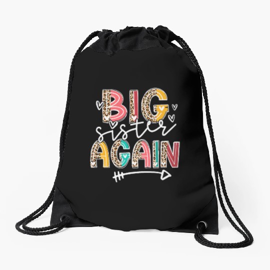 Big Sister Again Soon To Be Sis Announcement Drawstring Bags