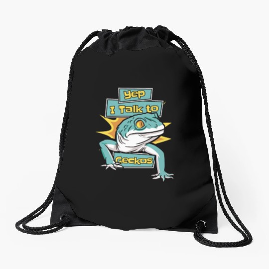 I Talk To Geckos Lizard Gekkota Crested Leopard Drawstring Bags