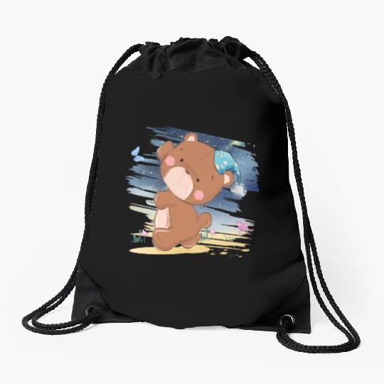 Sleeping Bear Walking On Beach Using Piyama Drawstring Bags