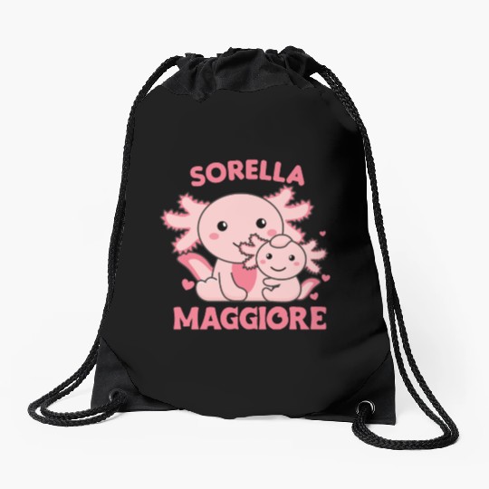 I Will Be Big Sister 2022 For Siblings axolotl Drawstring Bags