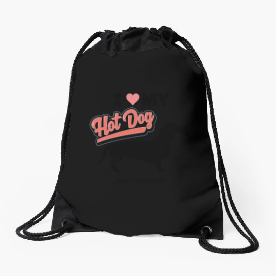 Dachshund Dog Lover Gift Drawstring Bags Love My Hot Dog