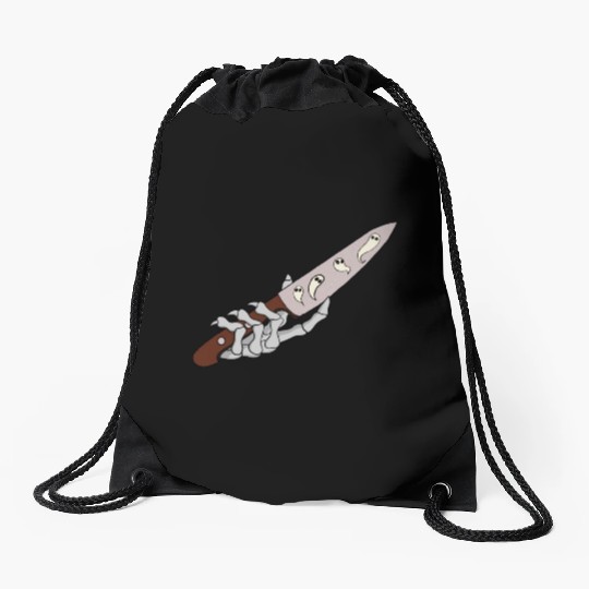 Skeleton Hand with Ghostly Dagger Theme Drawstring Bags