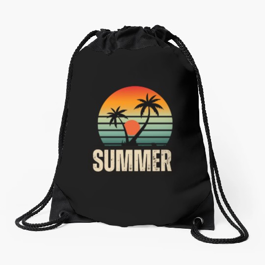 Tropical Serenity: A Sunset Symphony Drawstring Bags