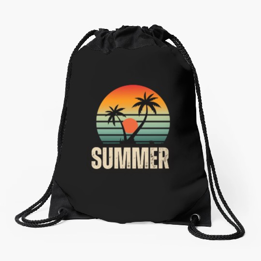 Tropical Serenity: A Sunset Symphony Drawstring Bags