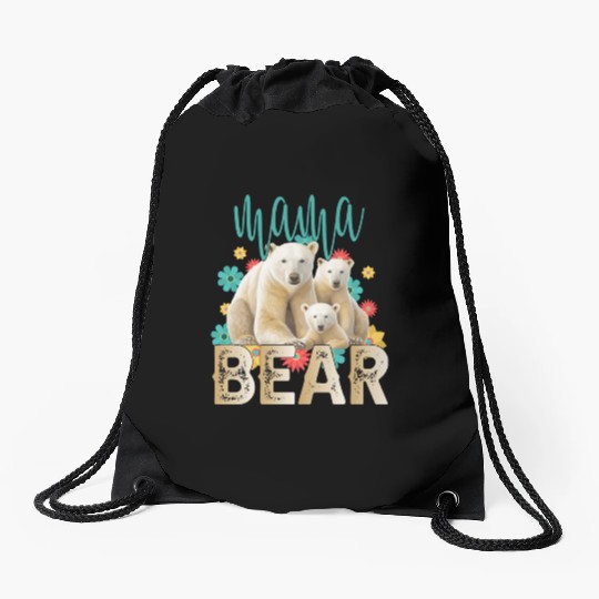 Mama Bear Gift Rose Flowers Mama Bear with 2 Cubs Drawstring Bags
